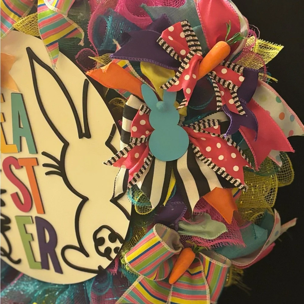 Cheerful Multicolor Easter Bunny Wreath